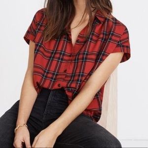 Plaid Madewell Button Down Short Sleeve Shirt